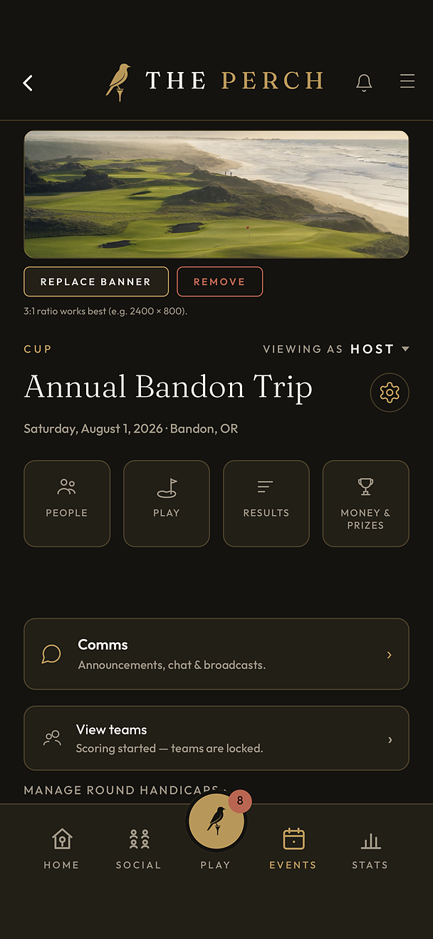 The Perch — a Ryder-Cup-style golf trip event