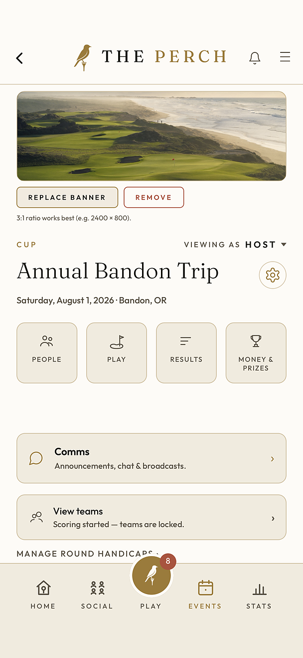 The Perch — a Ryder-Cup-style golf trip event