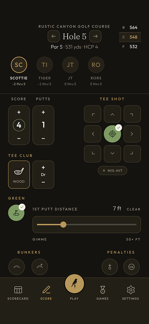 The Perch — live in-round scoring