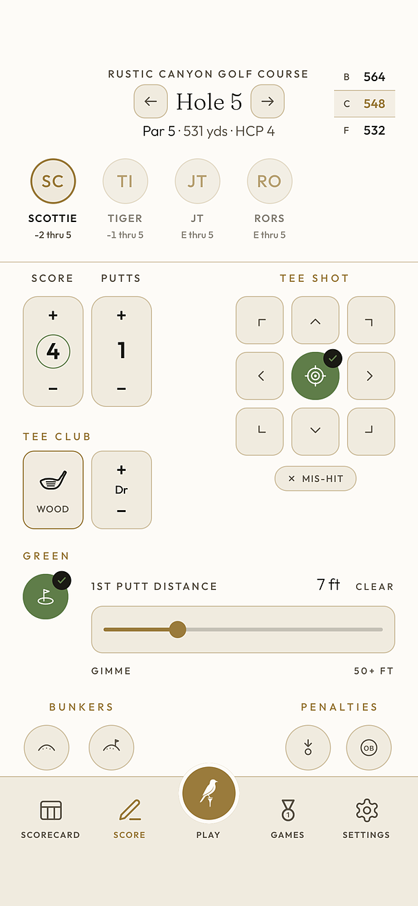 The Perch — live in-round scoring